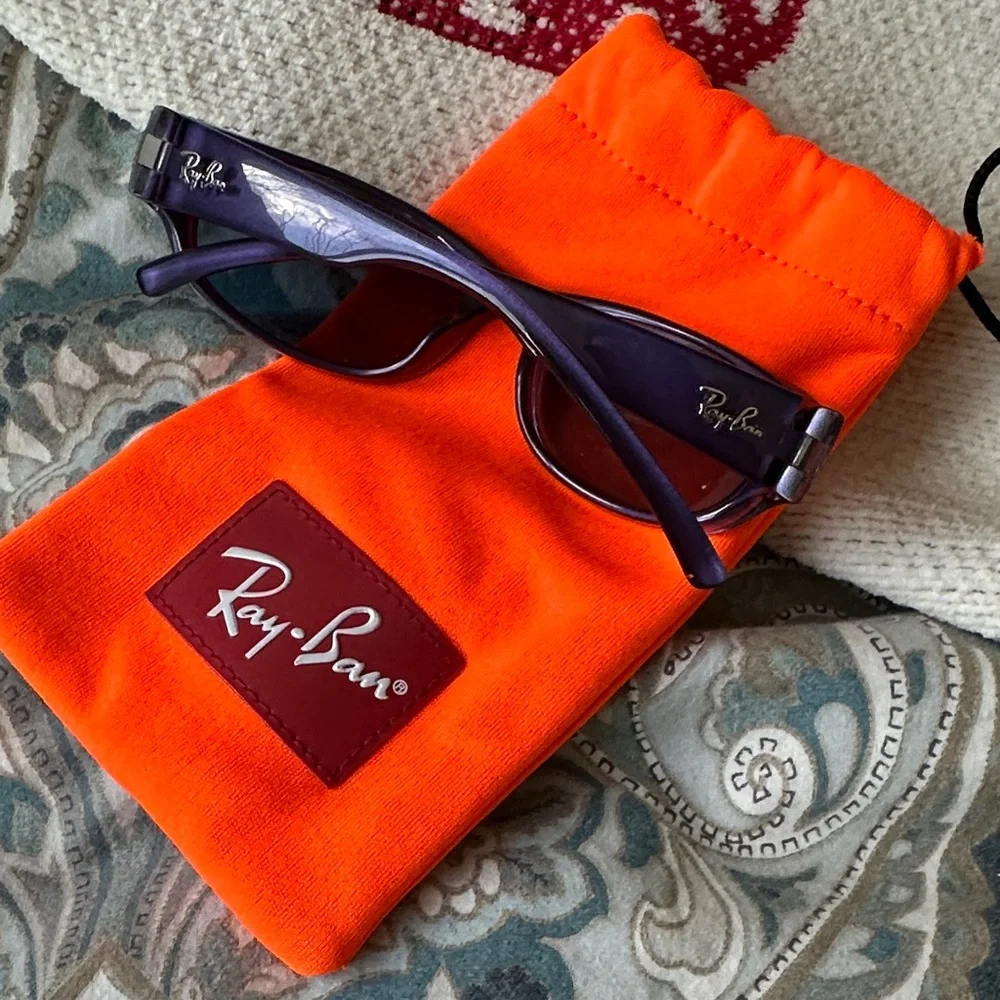 Ray-Ban Plum Frame Sunglasses with Orange Soft Pouch